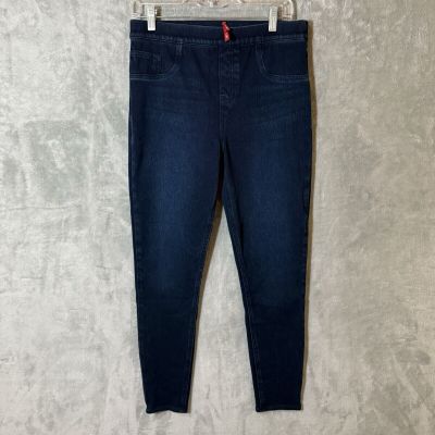 Spanx Jean-ish Ankle Leggings Large Blue Stretch Jeggings Pull On Pants Pockets